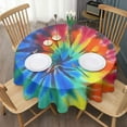 thumbnail image 3 of Colorful Tie Dye Pattern Round Tablecloth 60"x60",Wrinkle Wipeable Table Cloth for Kitchen Dining Room Picnic Patio Party, 3 of 6