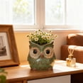 thumbnail image 6 of Decorative Owl Ceramic Figurine, Whimsical Desktop Pot for Small Plants Flowers or Succulent Arrangement, Compact Home Office Living Room Decor, Thoughtful Gift for Family Friends Colleagues, 6 of 7