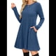 thumbnail image 3 of Vestido de Larga para Mujer, Cuello Redondo, Cintura Alta, Túnica con Bolsillos Azul L, 3 of 6