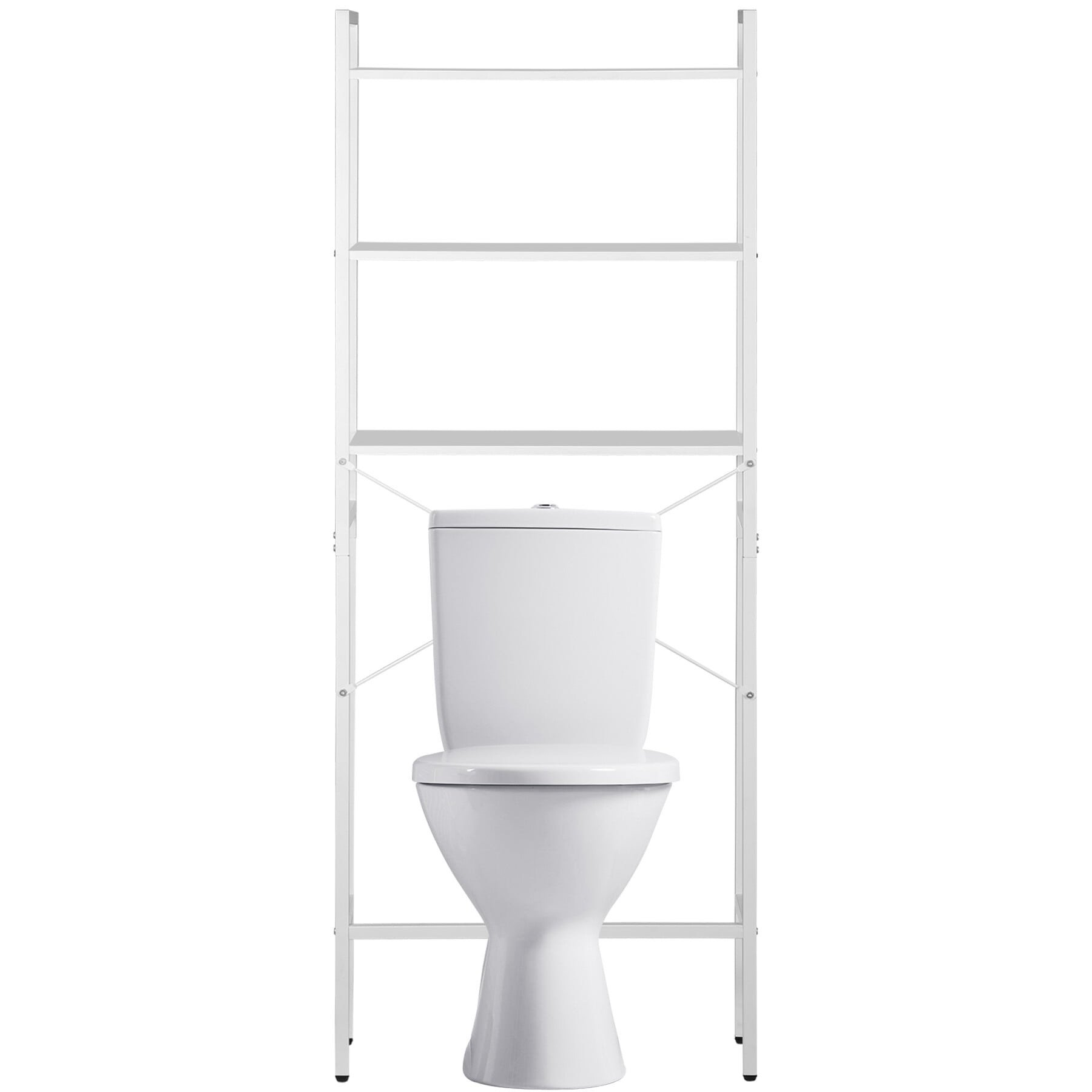 HomGarden Over The Toilet Storage 3-Shelf Bathroom Spacesaver MDF Organizer 24.8’’L x 64.4’’H White