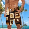 thumbnail image 2 of ZCFZJW Bermuda Shorts for Men Vintage Color Block Print Summer Drawstring Elastic Waist Beach Board Shorts Quick Dry Swim Trunks with Pockets Coffee S, 2 of 5