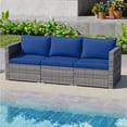 thumbnail image 2 of Gymax Set of 3 Patio Sectional Sofa Set PE Rattan Modular Couch Furniture Set w/Cushions Navy, 2 of 10
