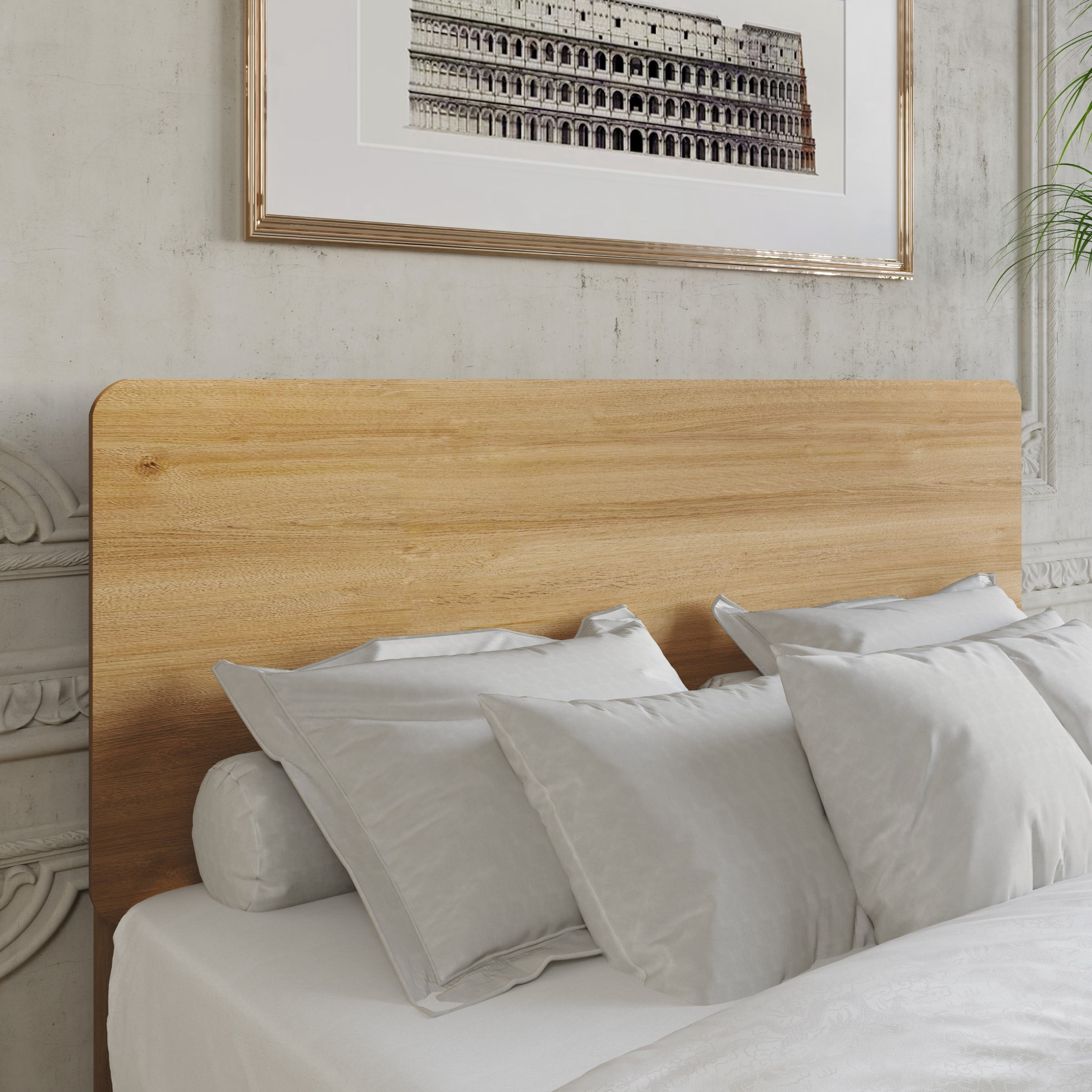 Home Design Keokuk Twin Headboard with Minimalist Design & Easy Installation, Light Oak, Easy Assembly