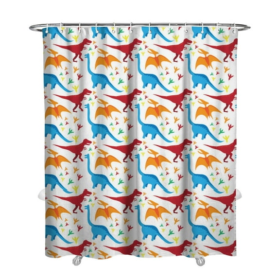 Dinosaur Shower Curtain, Cute Funny Dino Skeleton Watercolor Dinosaur Print 72x84 Inch Waterproof Bathroom Curtain with 12 Hooks