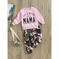 thumbnail image 3 of Bagilaanoe 2PCS Toddler Baby Girl Long Pants Set Letter Print Long Sleeve Sweatshirt Tops + Camouflage Sweatpants 1T 2T 3T 4T 5T 6T Kids Casual Sweatsuits, 3 of 8
