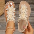 thumbnail image 3 of Rokment Women's Lace Crochet Flower Flip Flops Comfortable Orthopedic Platform Wedge Slingback Dressy Walking Sandals for Beach Summer 2026 Beige Size 6, 3 of 6