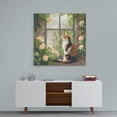 thumbnail image 3 of Cat Canvas Wall Art, Cats Sitting on Window Looking Outside Pictures Prints, Floral Artwork Wall Decor for Bedroom Living Room Ready to Hang Home Decorations (16x16 Inches, Cat2), 3 of 6