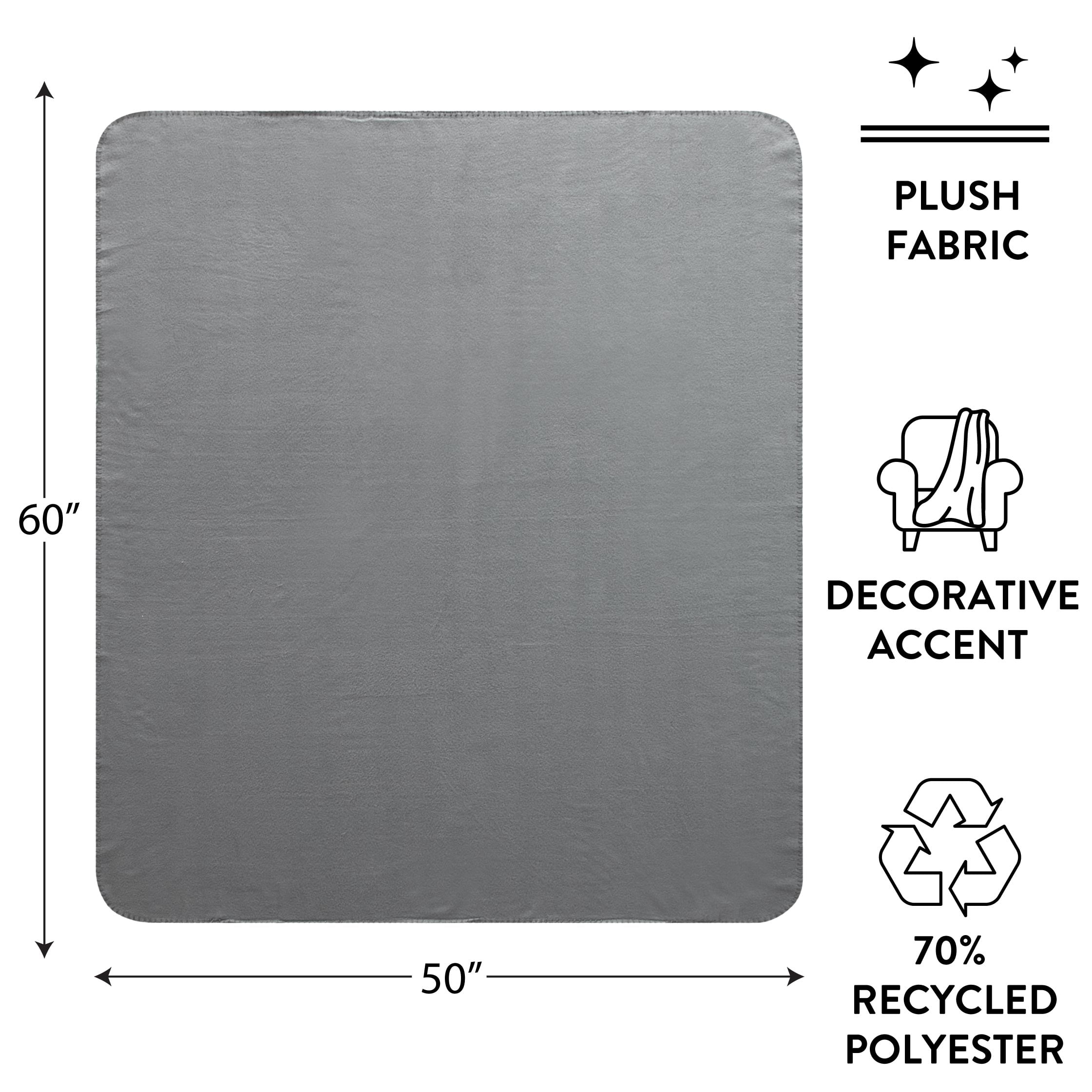 Mainstays Gray Flannel Cozy Fleece Throw Blanket, 50" x 60"