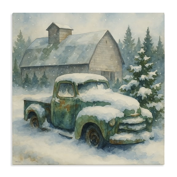 Stupell Industries Farmhouse Nostalgic Winter Farm Truck Canvas Art, 17 x 17, by Antony Smith