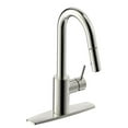 thumbnail image 1 of Ultra Faucets UF14903 Euro Collection Robinet de Cuisine à une Poignée avec Bec Rétractable, Nickel Brossé, 1 of 1