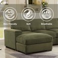 thumbnail image 5 of Sectional Sofa Deep Seat Sofa Couch with Ottomans, Corduroy Sofa Sleeper Comfy Upholstered Furniture for Living Room, Apartment, Office, (4-Seat & 2-Ottoman, Beige), 5 of 19