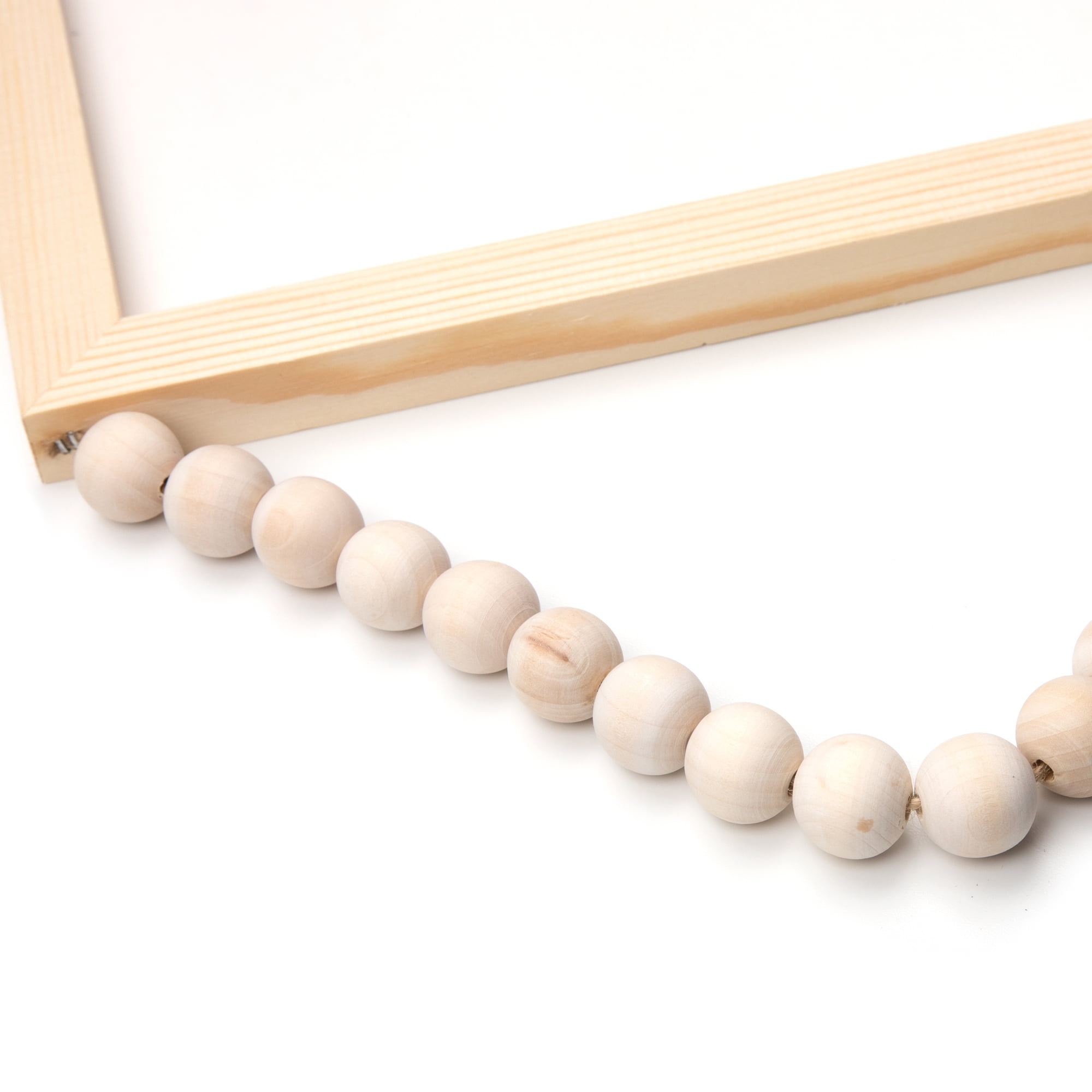 Hello Hobby 12x12 inch Square Wood Frame White Canvas with Wood Beaded Handle, Natural Unfinished