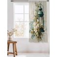 thumbnail image 3 of Sheer Curtains 63 Inch Length, Vintage Oil Light Semi Sheer Curtains Light Filtering Window Treatment, Spring Flowers Leaves Candles Retro Privacy Voile Drapes for Living Room Bedroom 52x63 Inch, 3 of 7