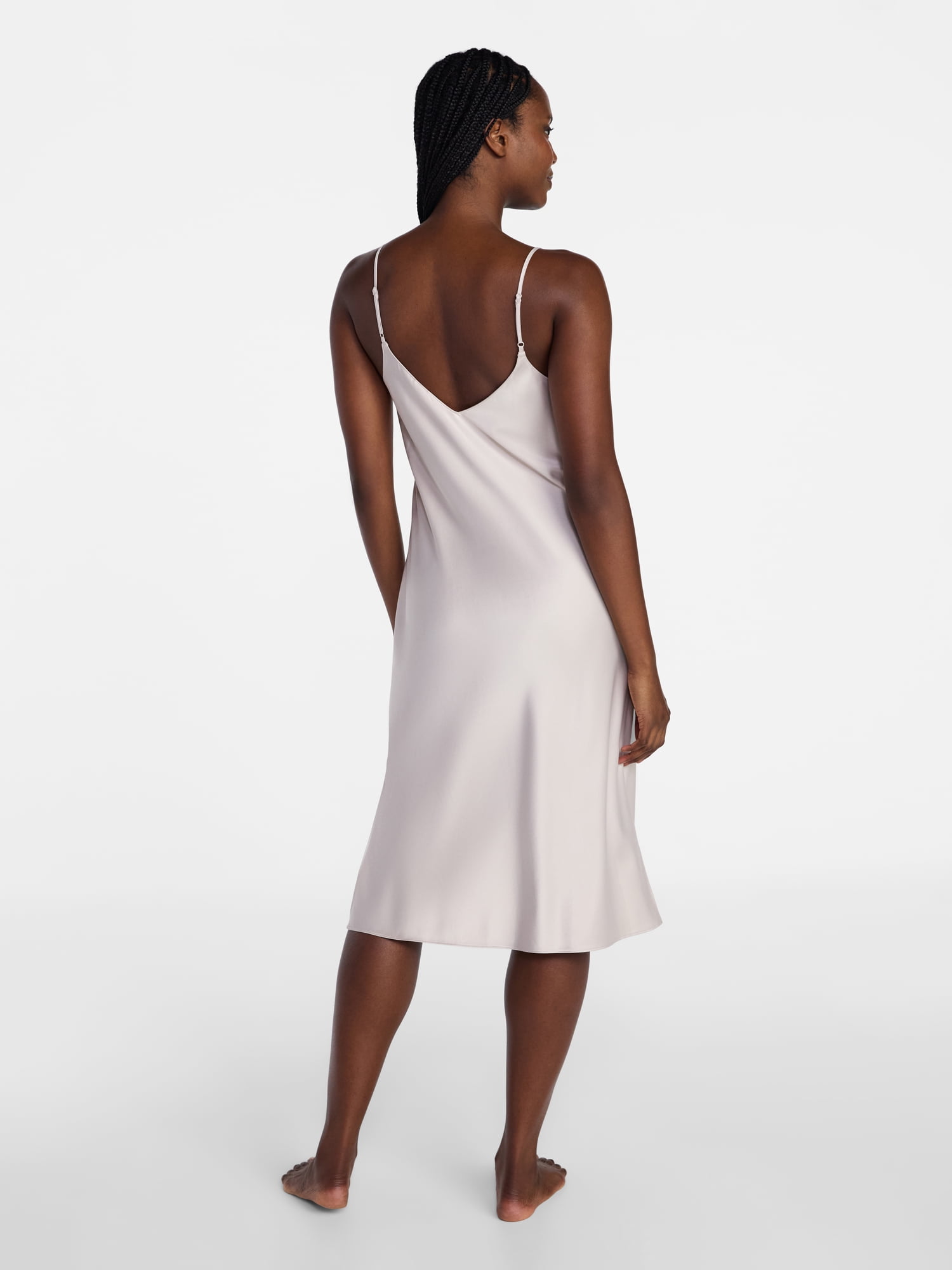 Joyspun Women’s Satin Midi Chemise, Sizes S-3X