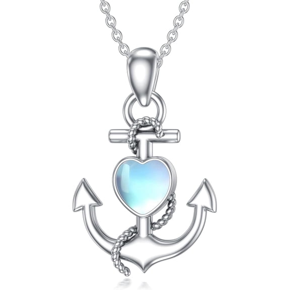 DVEATR Nautical Anchor Necklace Heart Pendant Necklace Birthday Jewelry Gifts for Women Daughter Friends