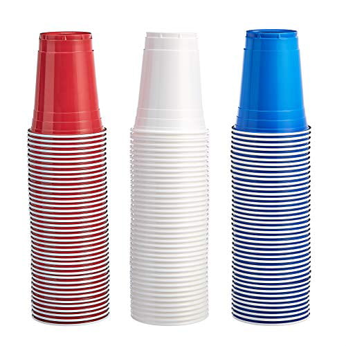 Red Commercial Plastic Cups Pack of 240 White and Blue 16oz 