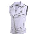 thumbnail image 1 of Men"s Leather Vest Slim Fit Multi-zip Lapel Cropped Leather Vest, 1 of 2