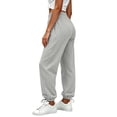 thumbnail image 4 of sdhkgrrt Women Plus Size Jogger Sweatpants Elastic Waist Casual Long Pants with Pockets Solid Active Lounge Travel Trousers Fall Fashion Outfits Winter Clothes, Gray 2XL, 4 of 7