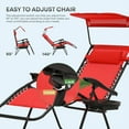 thumbnail image 5 of OSM 2-Pack Zero Gravity Reclining Lounge Chairs with Canopy, Portable Folding Patio Loungers with Removable Cup Holder Side Tray and Pillow Headrest for Outdoor, Beach, Camping, Red, 5 of 7