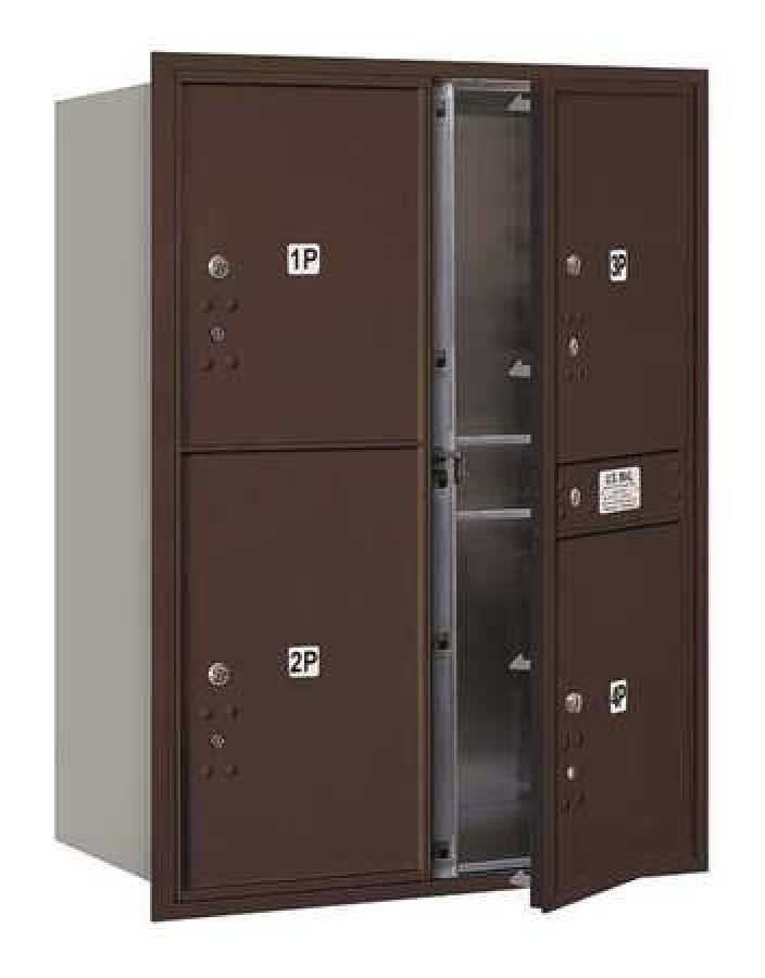 4C Horizontal Mailbox - 11 Door High Unit (41 Inches) - Double Column - Stand-Alone Parcel Locker - 3 PL5's and 1 PL6 - Bronze -