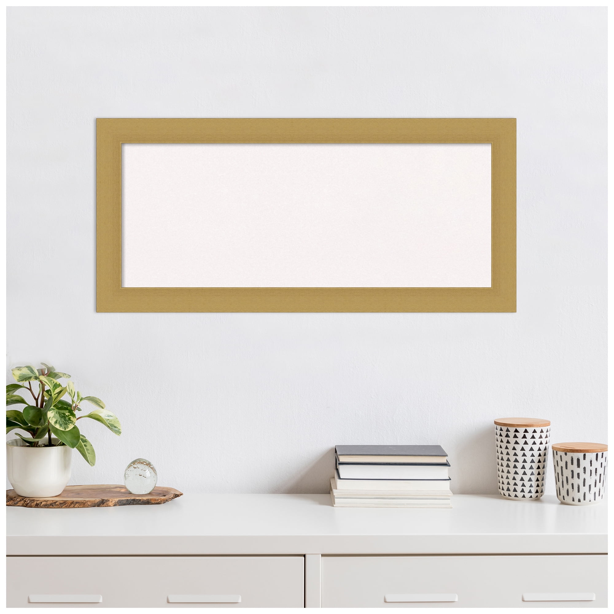 Amanti Art White Cork Board Framed Grace Brushed Gold Bulletin Board 34 in. x 16 in.