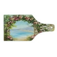 thumbnail image 2 of Art Cutting Board, Old Antique Arch Covered by Rose Petals Branches Romantic Italian Panorama Sea Print, Tempered Glass Cutting and Serving Board, Wine Bottle Shape, Multicolor, by Ambesonne, 2 of 5
