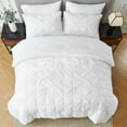 thumbnail image 3 of Flymme Queen Comforter Set with Sheets White 7 Pieces Bed in a Bag Queen Size Bed Set Soft Microfiber Pinch Pleat Bedding Set for All Season, 3 of 8