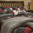 thumbnail image 2 of Donna Sharp Lumberjack 3PC Queen Whole Cloth Cotton w/ Ragging Quilt Set, 2 of 11