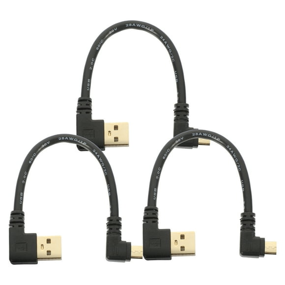 BRIGHTFUFU 3pcs Ángulo recto Cable Micro USB Cable de carga Micro USB para transferencia de datos