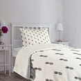 thumbnail image 3 of Ambesonne Black and White Quilted Bedspread Set 2 Pcs, Tropic Pineapples, Twin Size, White and Black, 3 of 5