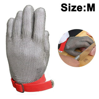Stainless Steel Chain Mail Gloves, Safety Cut Resistant Metal Heavy Duty FM