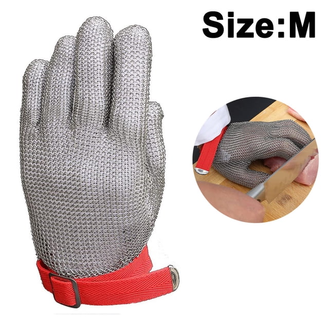 Guantes de corte Apuakthei: ambidiestros, de grado alimenticio, de malla metálica de alambre de acero inoxidable, guantes de trabajo de seguridad de nivel 5 para carnicero para cortar carne