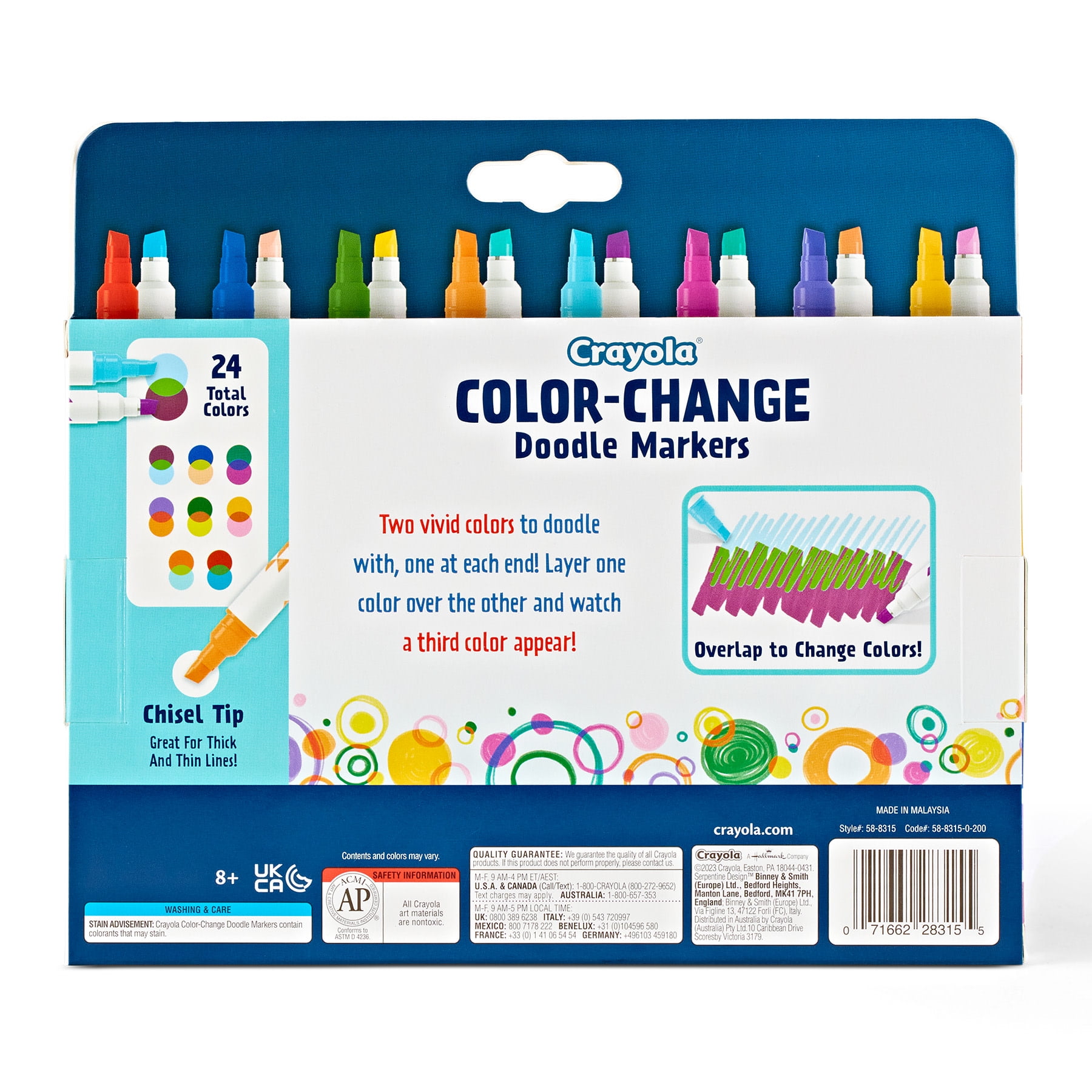 Crayola Doodle & Draw Color Change Doodle Marker, 8 Per Pack, 2 Packs