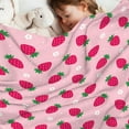 thumbnail image 6 of Cute Pink Strawberry Throw Blanket for Couch Super Cozy and Comfy Fleece Blanket, Soft and Fuzzy Throw Blanket for Sofa Bedroom Home Decor for All Seasons, 50" x 60", 6 of 6
