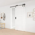 thumbnail image 3 of WINSOON 4FT Single Track Bypass Barn Door Hardware Double Doors Kit,J Style Hanger Black finish, 3 of 5