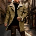thumbnail image 2 of Atogsazn Mens Sherpa Lined Trench Coat Casual Fleece Ling Sleeve Button Jacket Winter Thick Warm Tops Khaki L Fashion, 2 of 8
