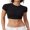 Black, variant on Michellecmm Womens Fitted Crop Tops Solid Color Short Sleeve Cropped T-shirt
