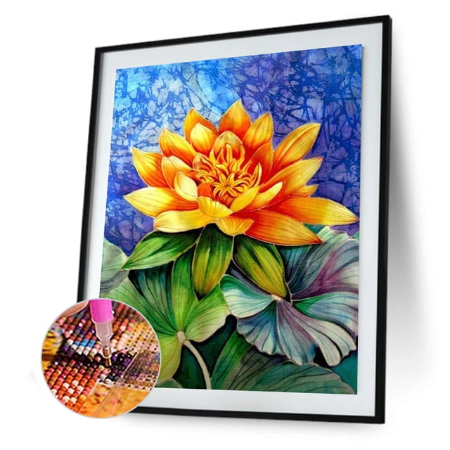 Cuadros Decorativos Diamond Painting 5D DIY Lotus Kit de diamantes de imitación de taladro redondo completo (NY198) Tmvgtek embutido en tela