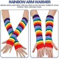 thumbnail image 2 of Leg Warmers Gloves for Women, Rainbow Strips Arm Warmer Leg Stocking Colorful Thigh High Socks Fingerless Gloves Sleeve Set, 2 of 4