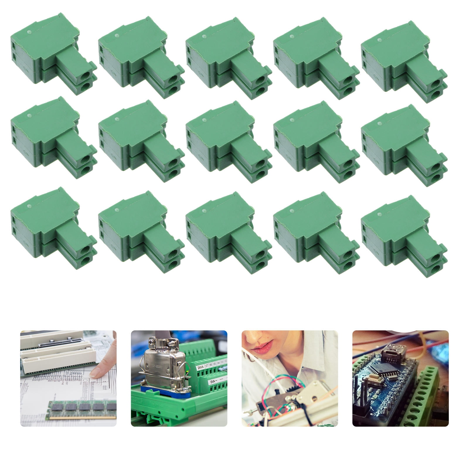 FRCOLOR  50 Pcs Straight Pin Terminal Blocks Electrical Accessory Wiring PCB Connector Terminals Green