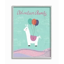 The Kids Room by Stupell Adventure Awaits Llama With Balloons Framed Wall Art by Border Bloom