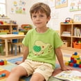 thumbnail image 6 of NAISIBABY Boys Outfit Sets, Graphic Short Sleeve Tees and Shorts Cotton Summer Casual Clothes 2-Piece Green Size 6-7, 6 of 6