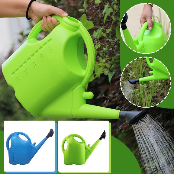 Large Plastic Watering Can with Long Spout, 5L Watering Can Indoor & Outdoor - Plants Flower Decorative Modern Garden Pot Watering, Home/Travel Essentials