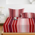 thumbnail image 6 of King Size Fitted Sheet Set - Red Vertical Striped 3 Piece Bedding Sets 16" Deep Pocket Fitted Sheet with 2 Pillowcases, Farmhouse Minimalist Abstract Lines Brushed Microfiber Hotel Luxury Bed Sheets, 6 of 9