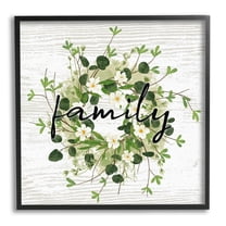 Stupell Industries Rustic Wreath Family Calligraphy Country Grain Pattern Graphic Art Black Framed Art Print Wall Art, Design by Ziwei Li