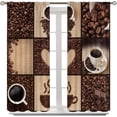 thumbnail image 5 of Brown Kitchen Curtains, Coffee Theme Collage, 27.5x63in, 2 Panel Blackout Set, 5 of 6