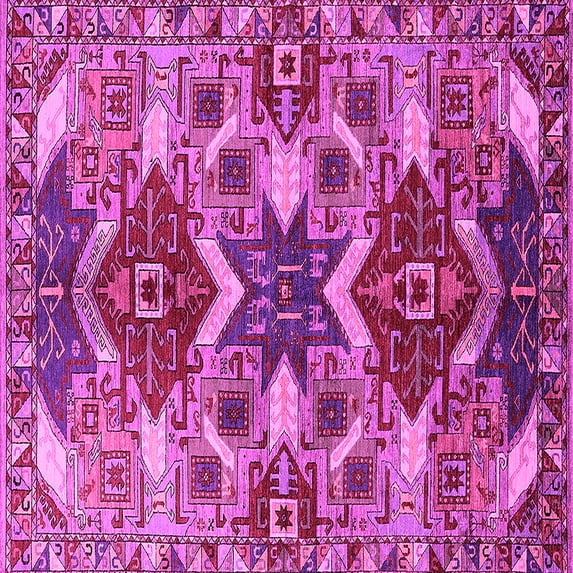 Ahgly Company Indoor Square Oriental Pink Industrial Area Rugs, 4' Square