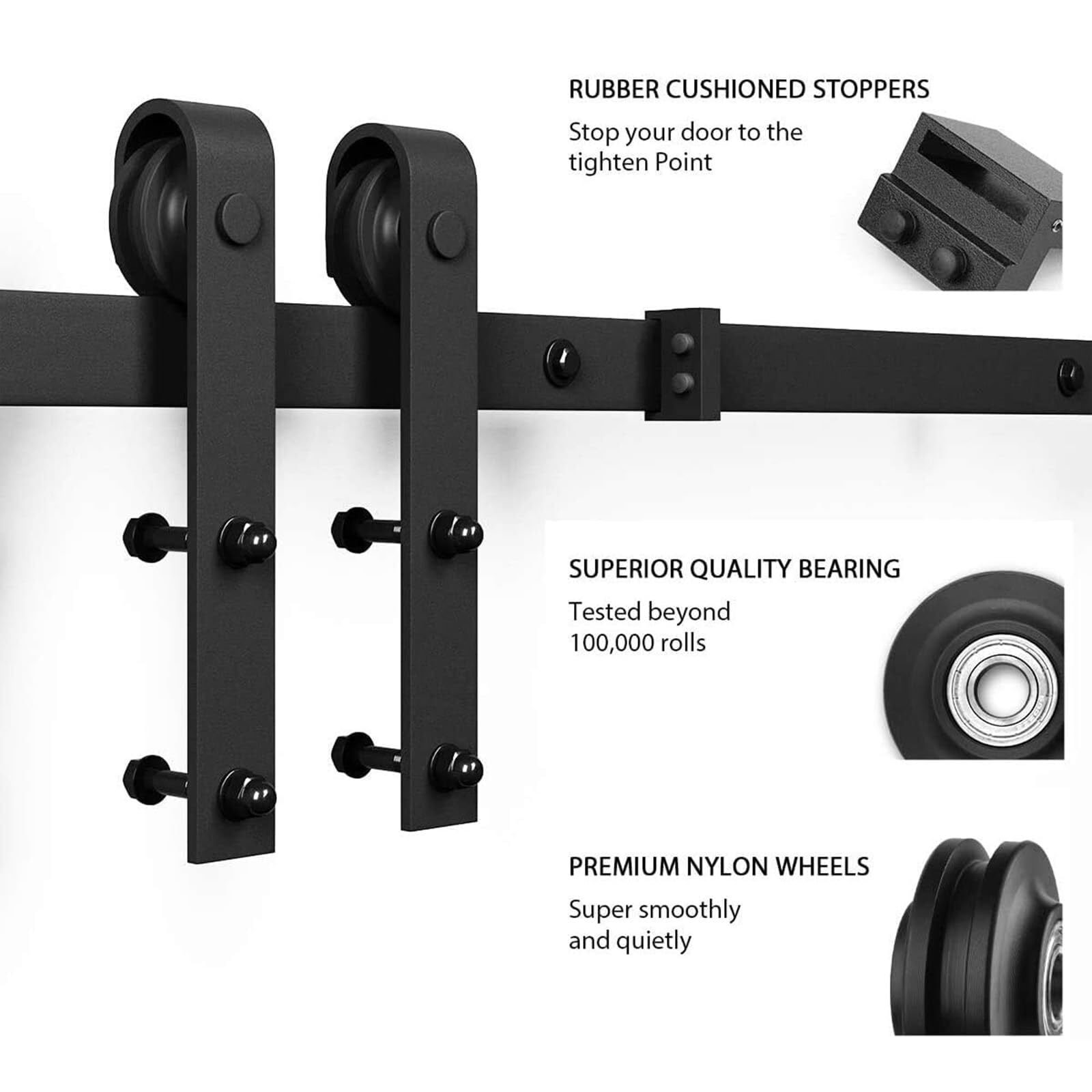 Easy4Home 36"x 84" Glass Sliding Barn Door With 6.6ft Sliding Door Hardware Kit & Handle Pre-Drilled