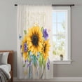 thumbnail image 3 of Sunflower Sheer Curtains 84 Inches Long, Yellow Flowers Summer Botanical Pastoral Rustic Light Filering Curtains, Breathable Simi Curtain Privacy Drapes for Living Room Bedroom Window Treatment, 3 of 9