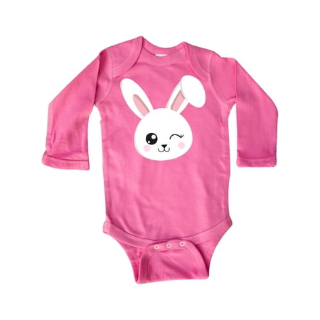 

Inktastic Cute Bunny Bunny Head White Bunny Winking Bunny Gift Baby Boy or Baby Girl Long Sleeve Bodysuit